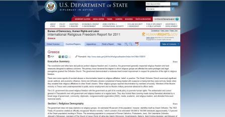ABTTF prepared a parallel report on the U.S. 2011 International Religious Freedom Report on Greece