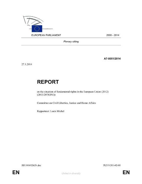 European Parliament adopted resolution on the situation of fundamental rights in the EU in 2012
