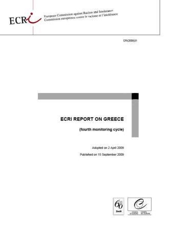ECRI released the 4th country report on Greece