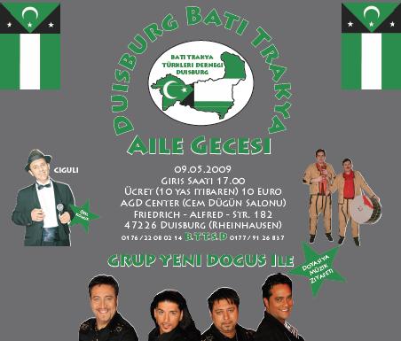 Duisburg Batı Trakya Türkleri Eğitim ve Spor Derneği Aile Gecesi 9 Mayıs 2009