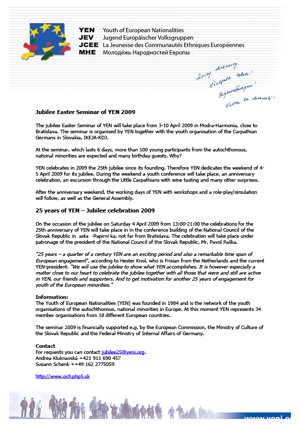 25 Jahre Jugend Europäischer Volksgruppen JEV - Jubiläumsfeier 2009
