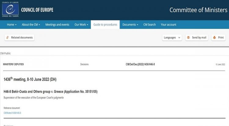 Another warning from the Committee of Ministers of the Council of Europe to our country Greece!