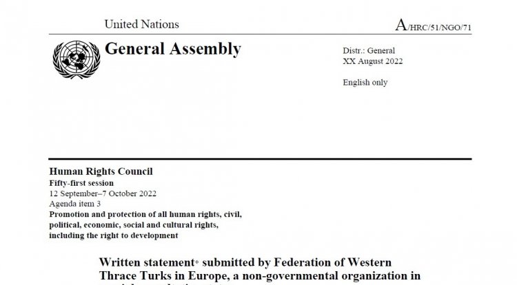ABTTF’den BM İnsan Hakları Konseyi’ne yazılı bildiri
