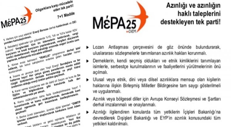 MeRA25 introduced the party programme on the minority policy towards the Turkish community in Western Thrace with a Turkish brochure